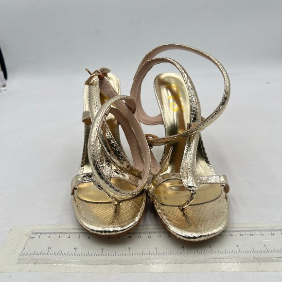 FYS Gold Stiletto High Heels Cross Ankle Strap Sandals Open Toe S-shaped Shoes - Picture 3 of 8